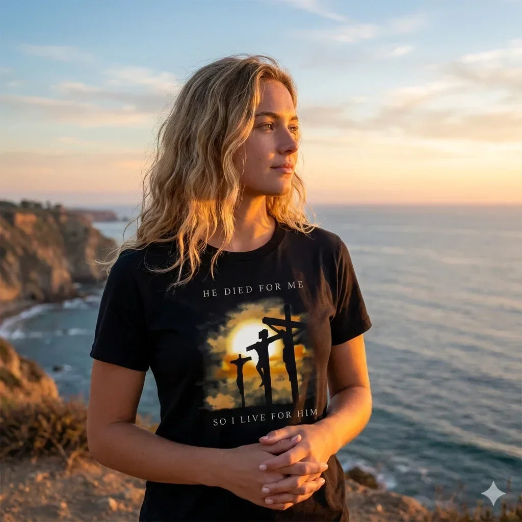 "Died for Me" Cross & Sunset Design - Messiah Wear