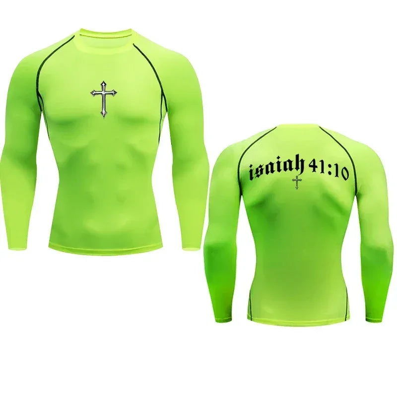 Bible Cross Christ Compression Tee Shirt Men Gym Workout - Messiah Wear