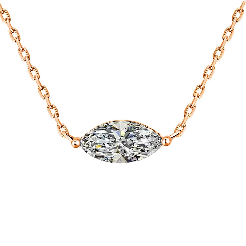 1/2carat Marquise Cut Solitaire Moissanite Diamond Pendant Necklace with Certificate 925 Silver Plated 18k Gold Neckchain Woman