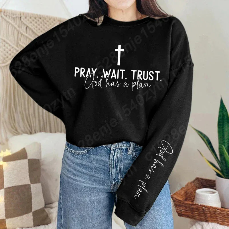 Pray Wait Trust Oversized Women's Pullover - Messiah Wear