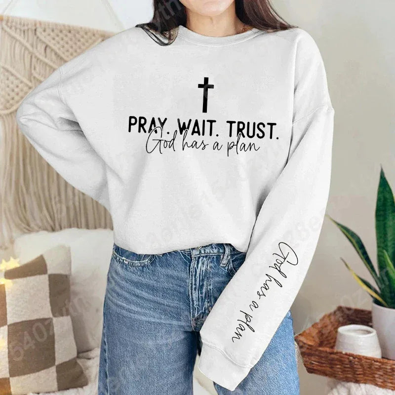 Pray Wait Trust Oversized Women's Pullover - Messiah Wear
