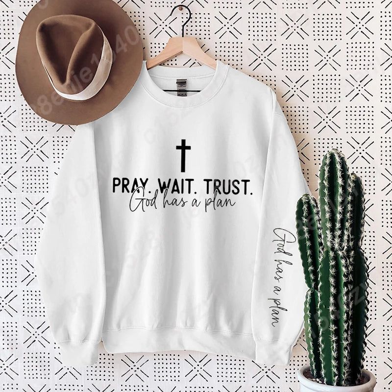 Pray Wait Trust Oversized Women's Pullover