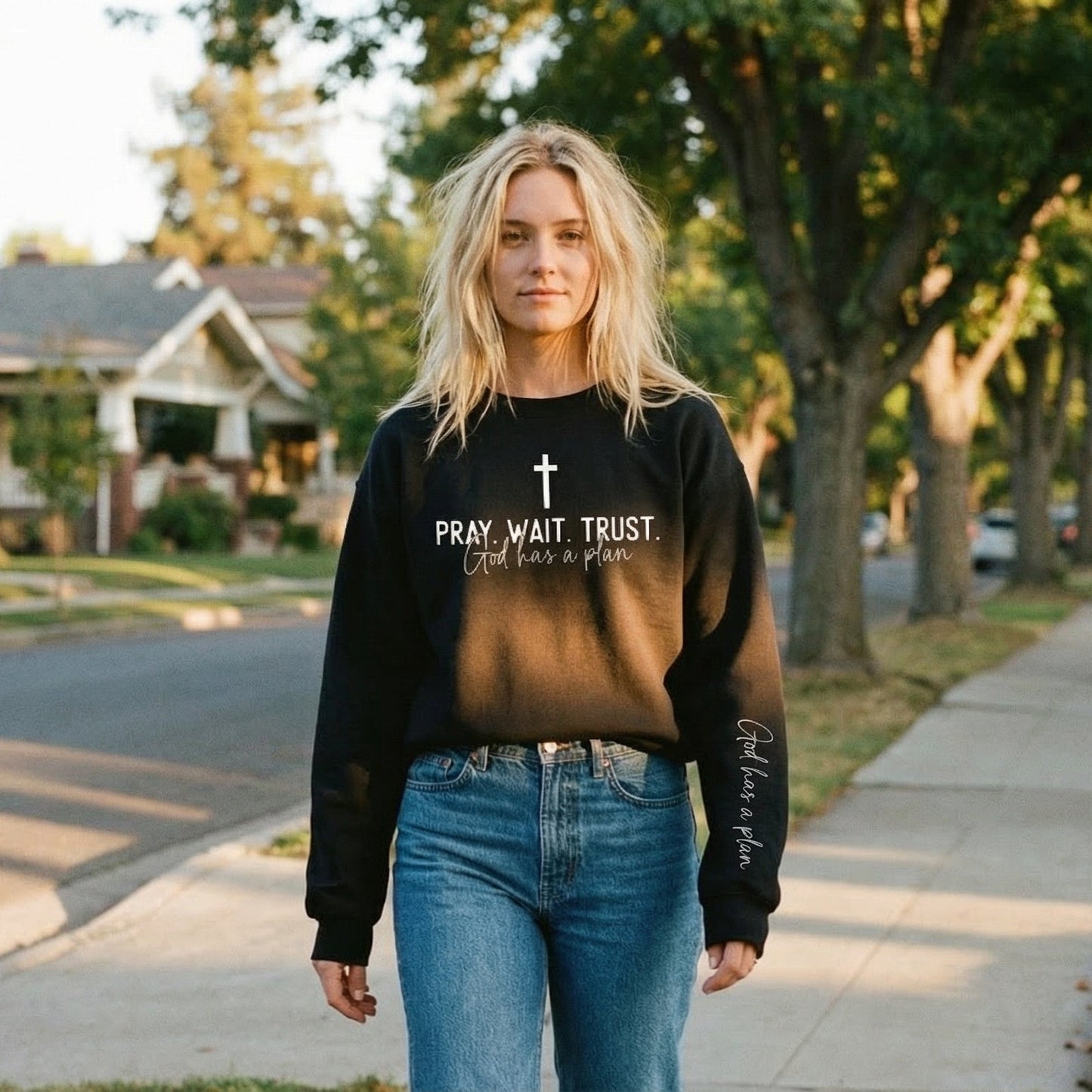 Pray Wait Trust Oversized Women's Pullover