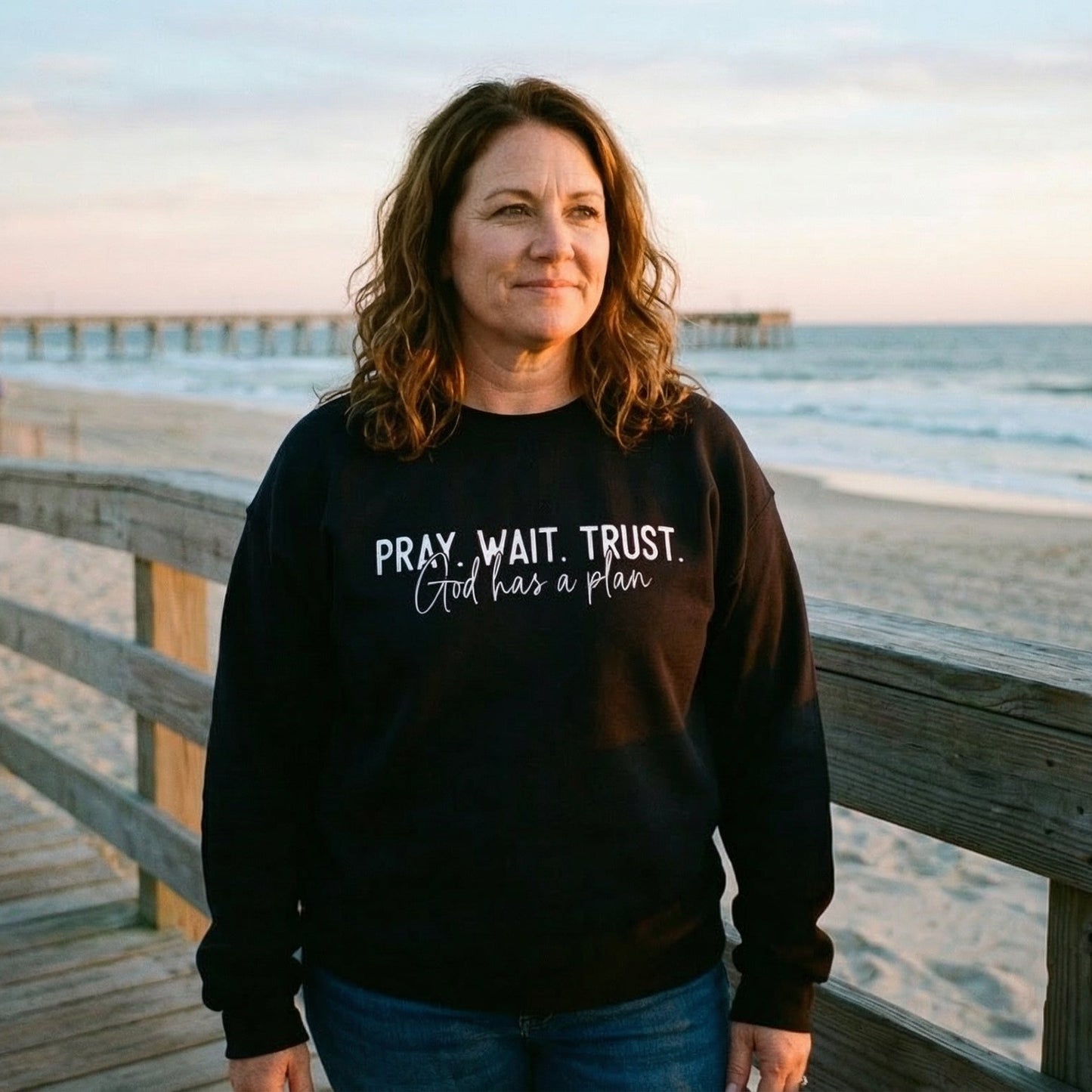 Pray Wait Trust Oversized Women's Pullover