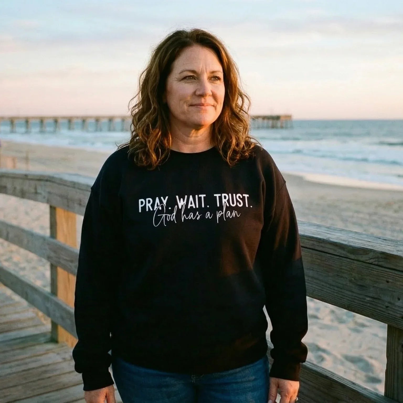 Pray Wait Trust Oversized Women's Pullover - Messiah Wear