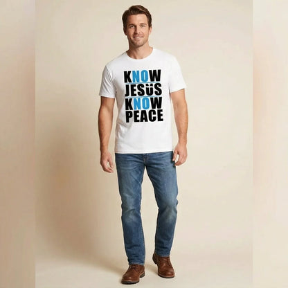 Know Jesus Know Peace T-shirt Believe in God Christ - Messiah Wear