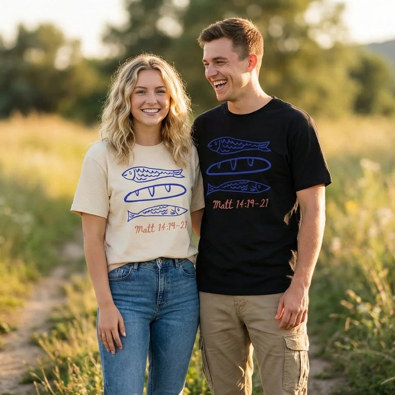 Loaves and Fishes Matt 14:19-21 - T Shirt - Messiah Wear