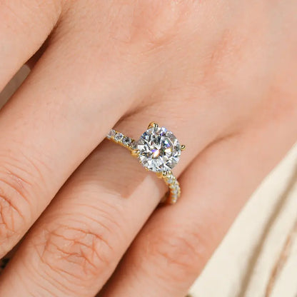 8mm 2.0CT Moissanite Solitaire Ring for Women 18k Gold Plated 925 Silver Engagement Wedding Promise Rings Finger Bands Jewelry