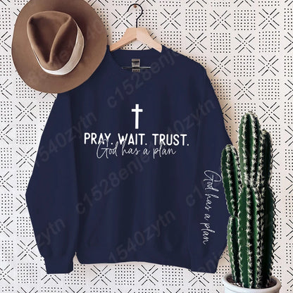Pray Wait Trust Oversized Women's Pullover