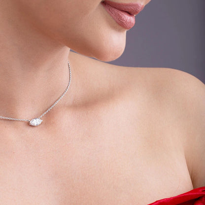 1/2carat Marquise Cut Solitaire Moissanite Diamond Pendant Necklace with Certificate 925 Silver Plated 18k Gold Neckchain Woman