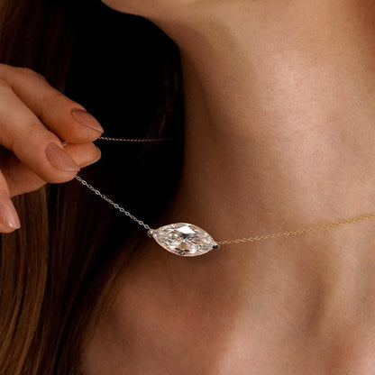 1/2carat Marquise Cut Solitaire Moissanite Diamond Pendant Necklace with Certificate 925 Silver Plated 18k Gold Neckchain Woman