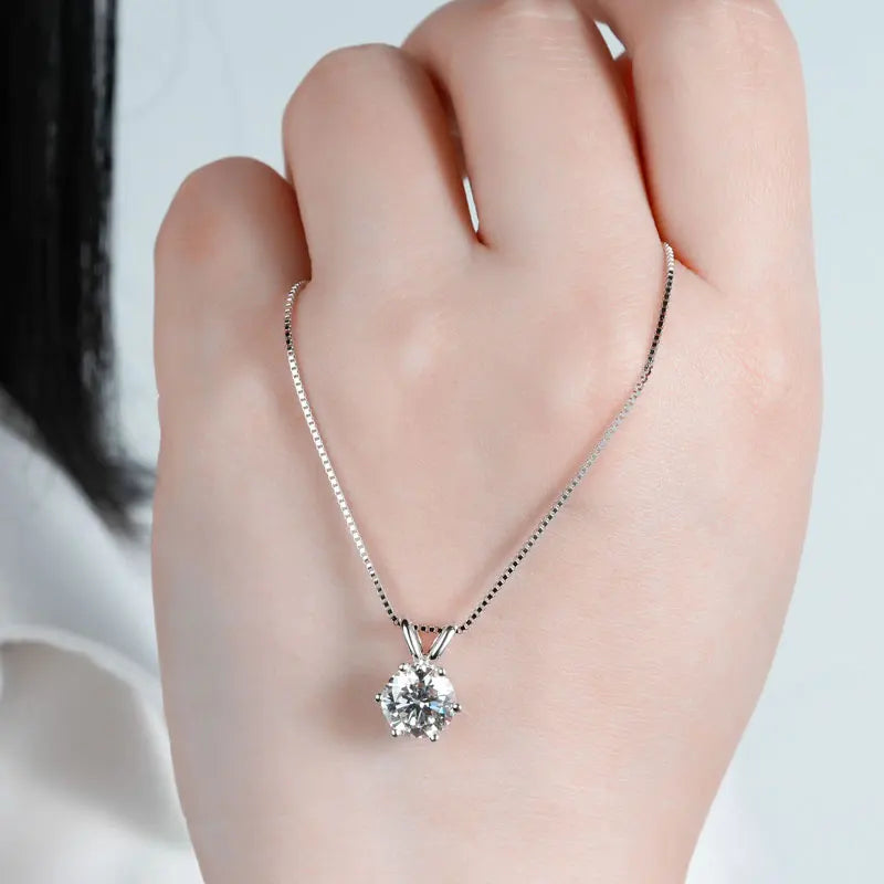 Classic 0.5CT-5CT D Moissanite Pendant Necklace Adjustable Chain 925 Silver for Women with Certificate 2CT 3CT 4CT Lab Diamond