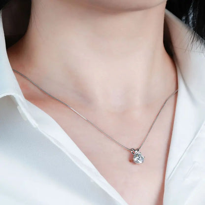 Classic 0.5CT-5CT D Moissanite Pendant Necklace Adjustable Chain 925 Silver for Women with Certificate 2CT 3CT 4CT Lab Diamond
