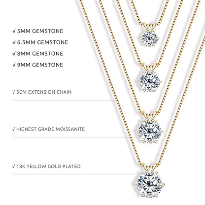 Classic 0.5CT-5CT D Moissanite Pendant Necklace Adjustable Chain 925 Silver for Women with Certificate 2CT 3CT 4CT Lab Diamond