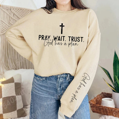 Pray Wait Trust Oversized Women's Pullover
