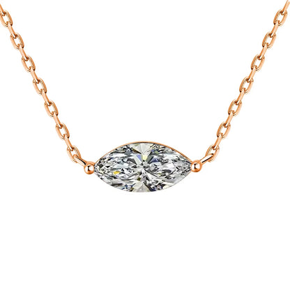 1/2carat Marquise Cut Solitaire Moissanite Diamond Pendant Necklace with Certificate 925 Silver Plated 18k Gold Neckchain Woman