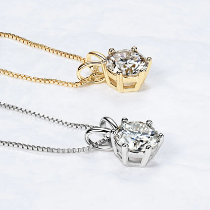 Classic 0.5CT-5CT D Moissanite Pendant Necklace Adjustable Chain 925 Silver for Women with Certificate 2CT 3CT 4CT Lab Diamond