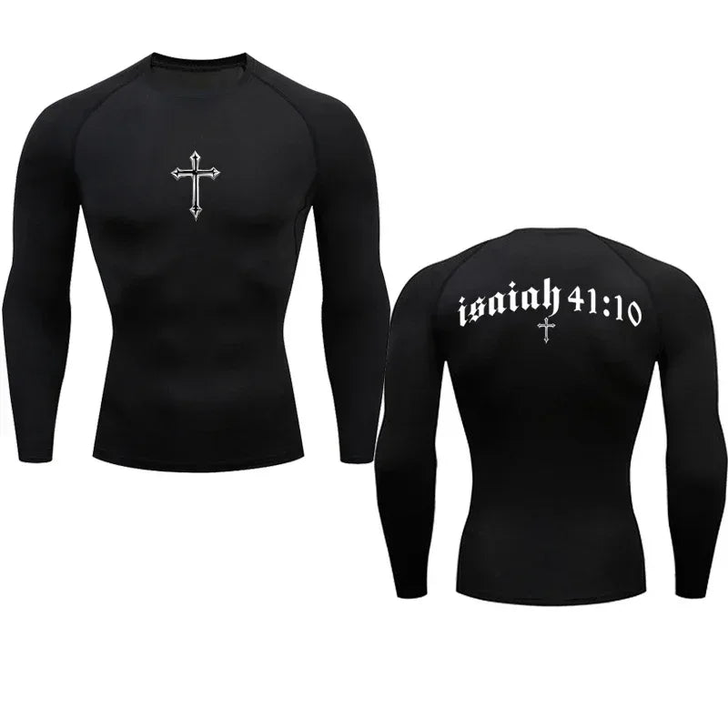Bible Cross Jesus Christ Compression Tee Shirt Men Gym Workout - Messiah Wear