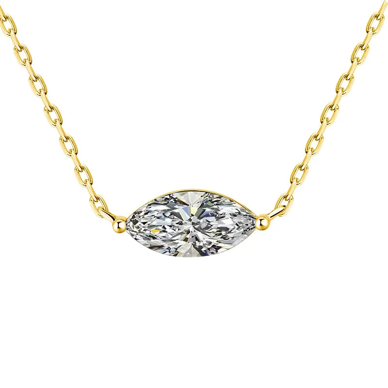 1/2carat Marquise Cut Solitaire Moissanite Diamond Pendant Necklace with Certificate 925 Silver Plated 18k Gold Neckchain Woman