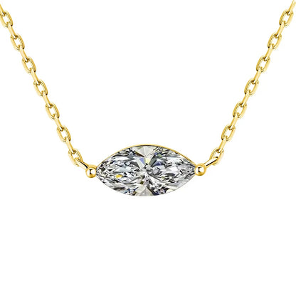 1/2carat Marquise Cut Solitaire Moissanite Diamond Pendant Necklace with Certificate 925 Silver Plated 18k Gold Neckchain Woman