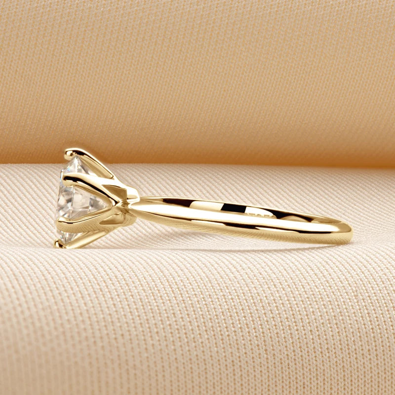 Anziw 0.5-3.0CT Moissanite Solitaire Ring Silver 925 14K Gold Plated Wedding Engagement Band For Women Jewelry with Certificate