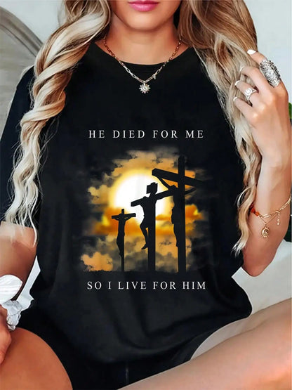 "Jesus Died for Me" Cross & Sunset Design