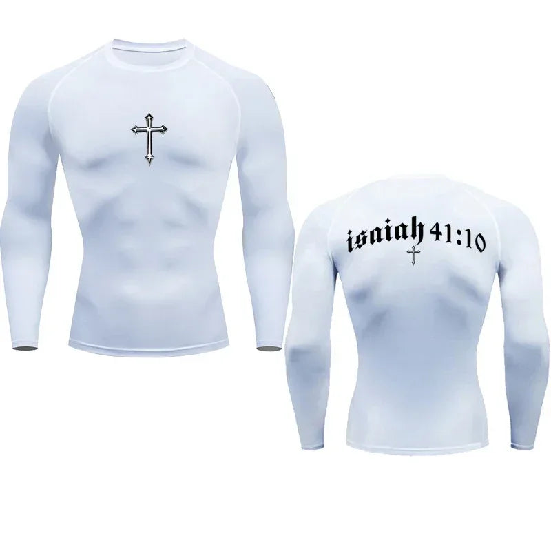 Bible Cross Christ Compression Tee Shirt Men Gym Workout - Messiah Wear