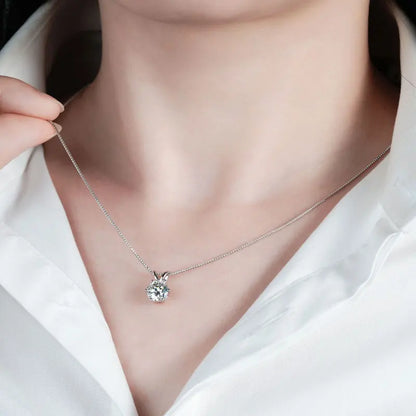 Classic 0.5CT-5CT D Moissanite Pendant Necklace Adjustable Chain 925 Silver for Women with Certificate 2CT 3CT 4CT Lab Diamond