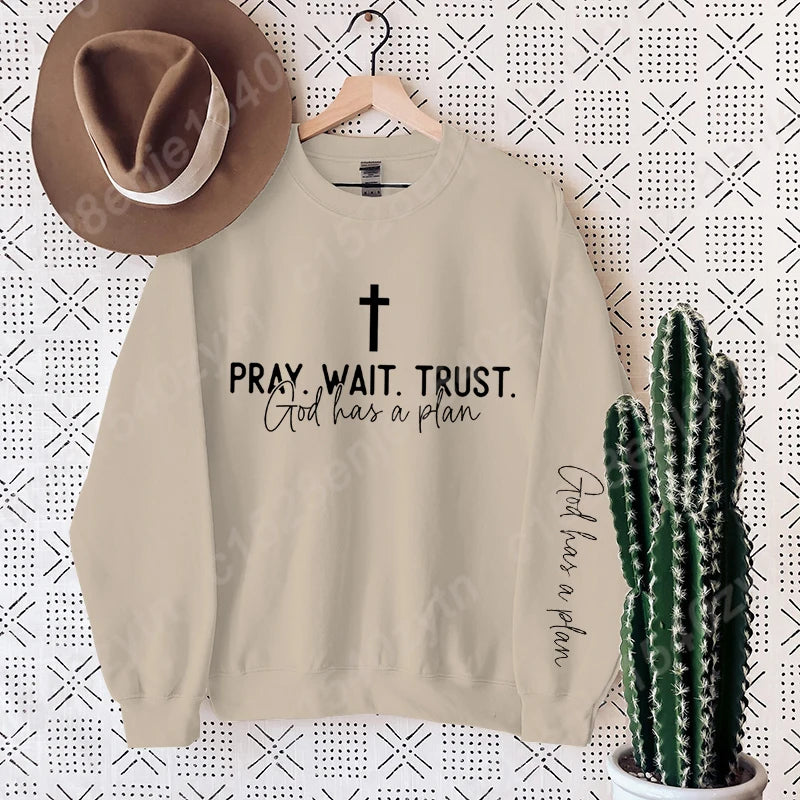 Pray Wait Trust Oversized Women's Pullover