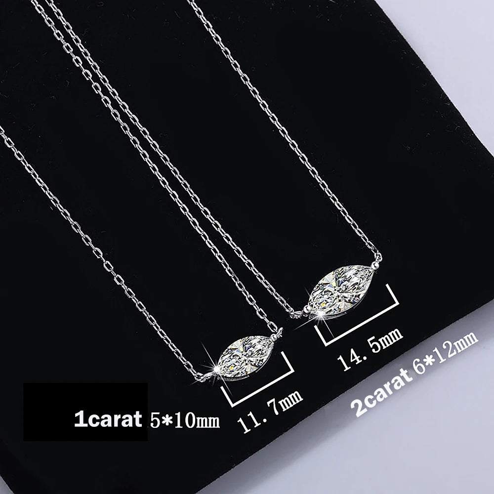 1/2carat Marquise Cut Solitaire Moissanite Diamond Pendant Necklace with Certificate 925 Silver Plated 18k Gold Neckchain Woman