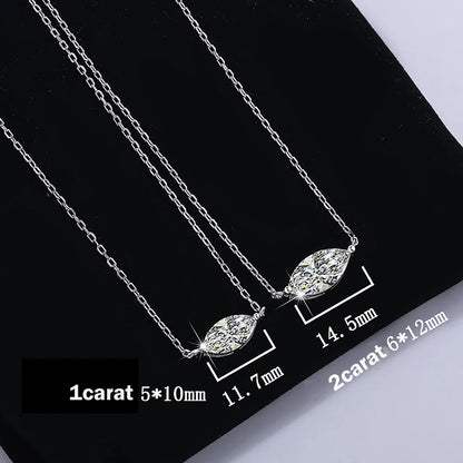 1/2carat Marquise Cut Solitaire Moissanite Diamond Pendant Necklace with Certificate 925 Silver Plated 18k Gold Neckchain Woman