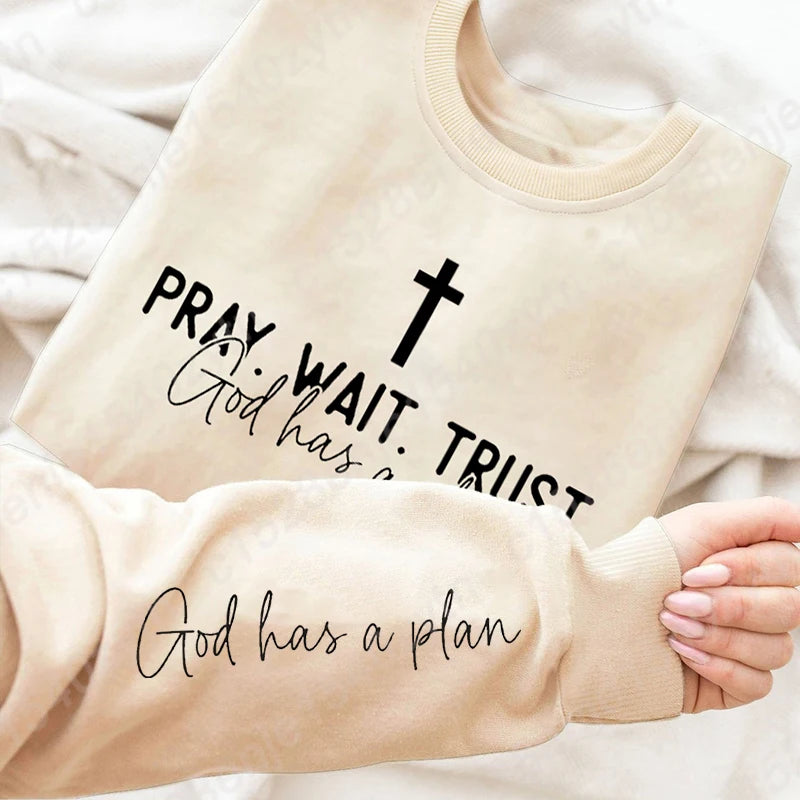 Pray Wait Trust Oversized Women's Pullover