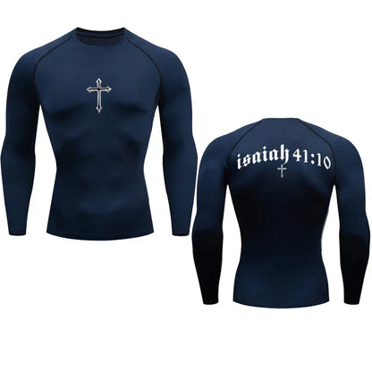 Bible Cross Jesus Christ Compression Tee Shirt Men Gym Workout - Messiah Wear