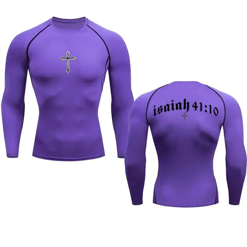 Bible Cross Christ Compression Tee Shirt Men Gym Workout - Messiah Wear